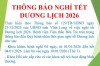 Thông báo nghỉ Tết dương lịch 2026